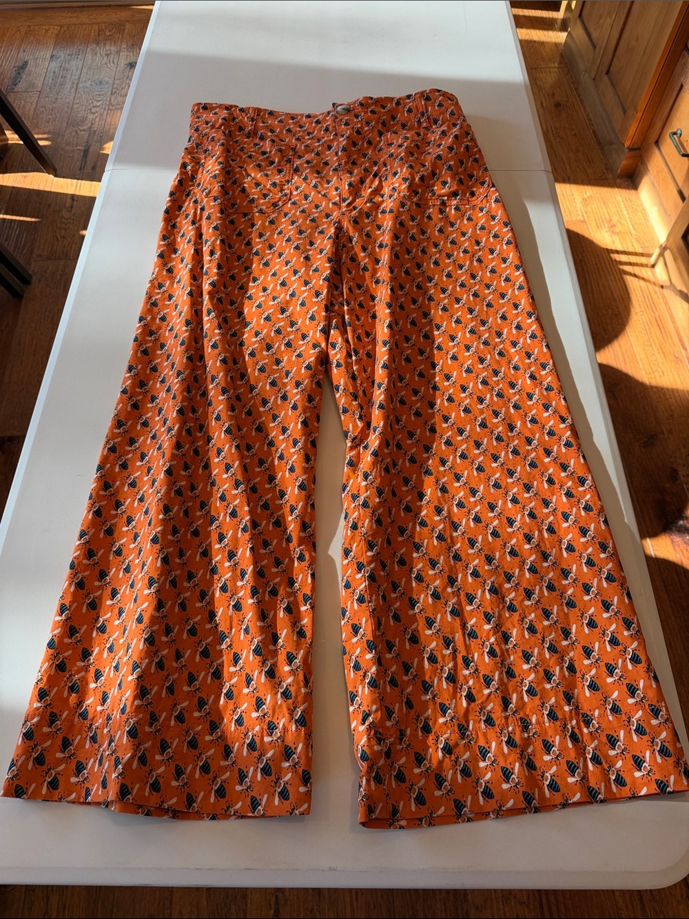 Maeve Bright Orange Wide-Leg Printed Trousers